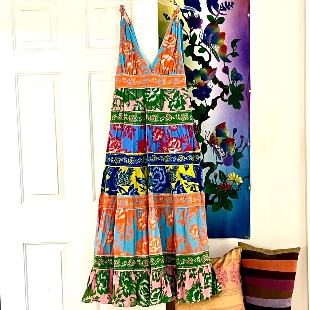 πΊπHPππΊ NWT Farm Rio Lace Garden Mix Midi Dress - Picture 13 of 16